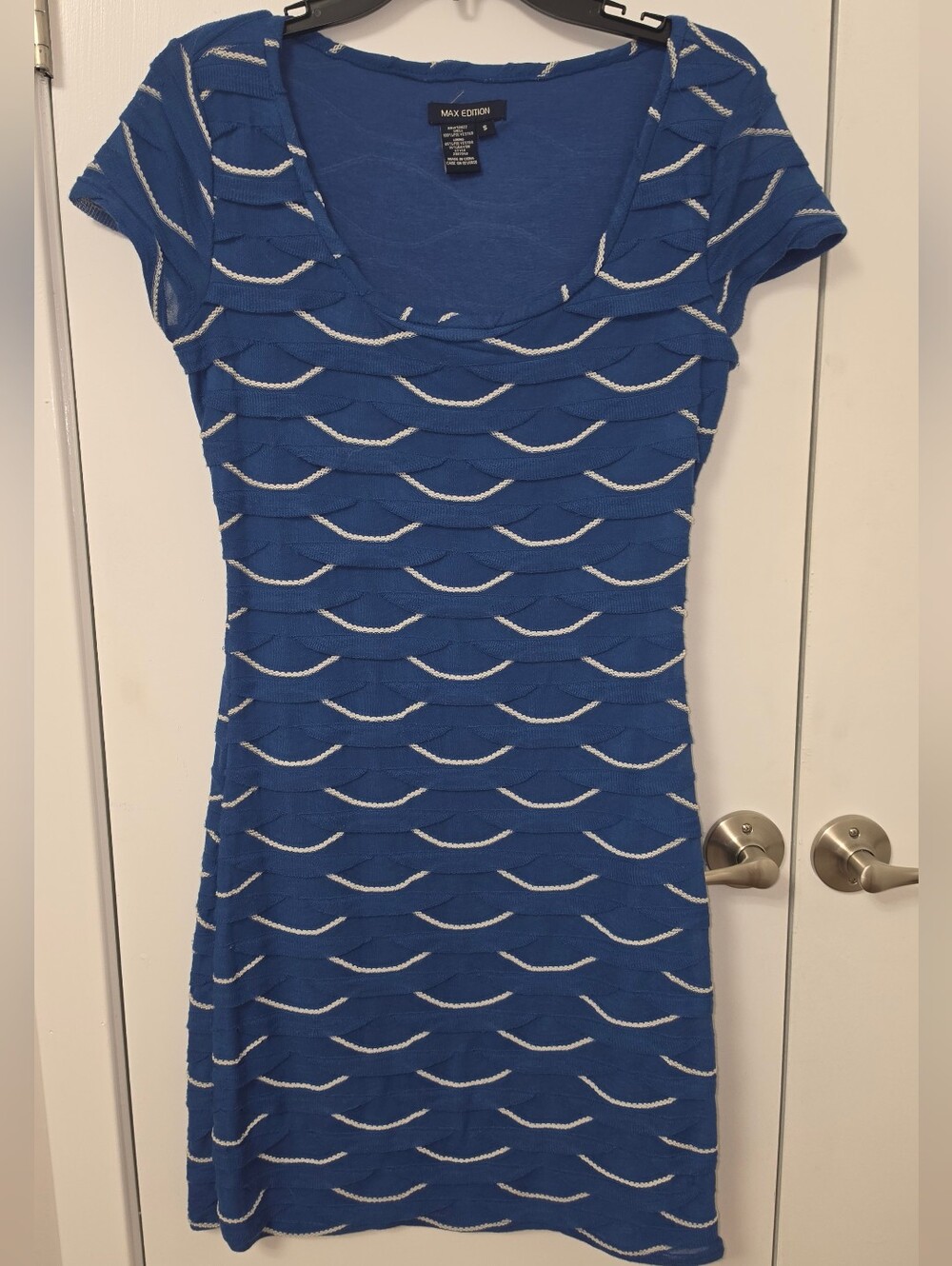 Max Edition Royal Blue Cap Sleeve Scalloped Sheath Dress S